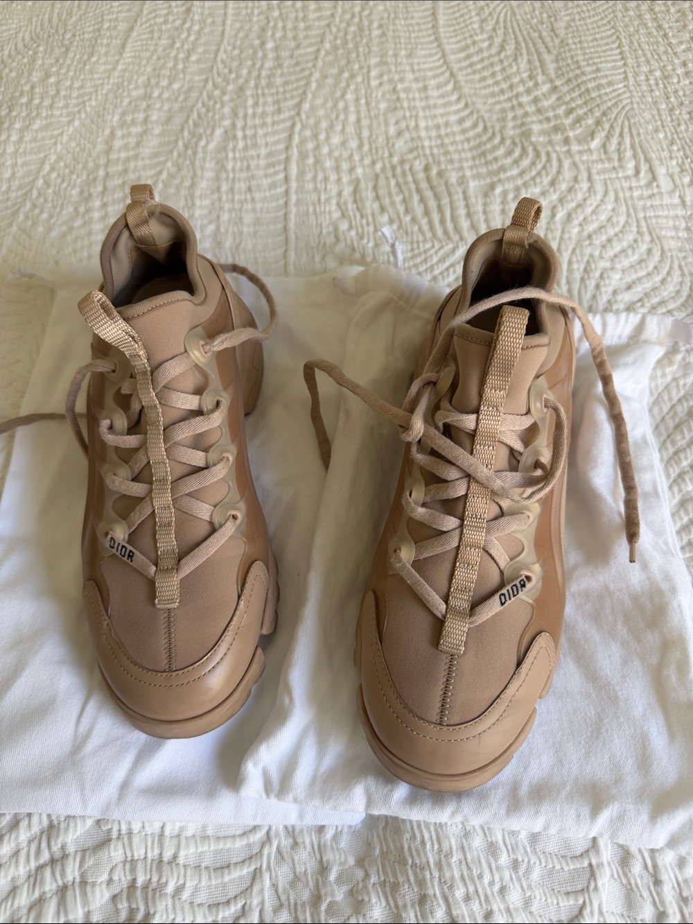 Dior Neutral Tan Lace-Up Sneakers